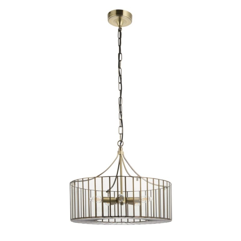 Endon-122555 - Antalya - Antique Brass 5 Light Pendant with Clear Glass