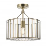 Antalya - Antique Brass Semi Flush with Clear Glass