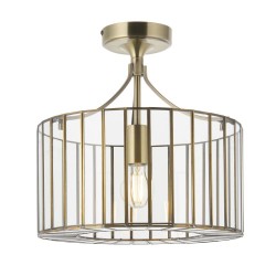 Antalya - Antique Brass Semi Flush with Clear Glass