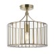 Endon-122556 - Antalya - Antique Brass Semi Flush with Clear Glass