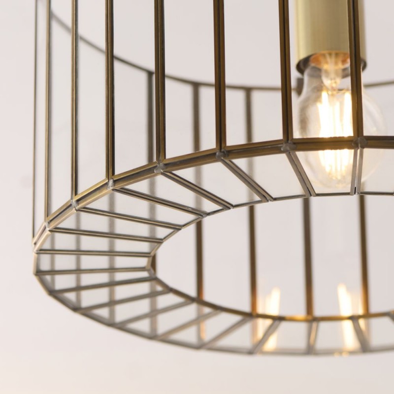Endon-122556 - Antalya - Antique Brass Semi Flush with Clear Glass
