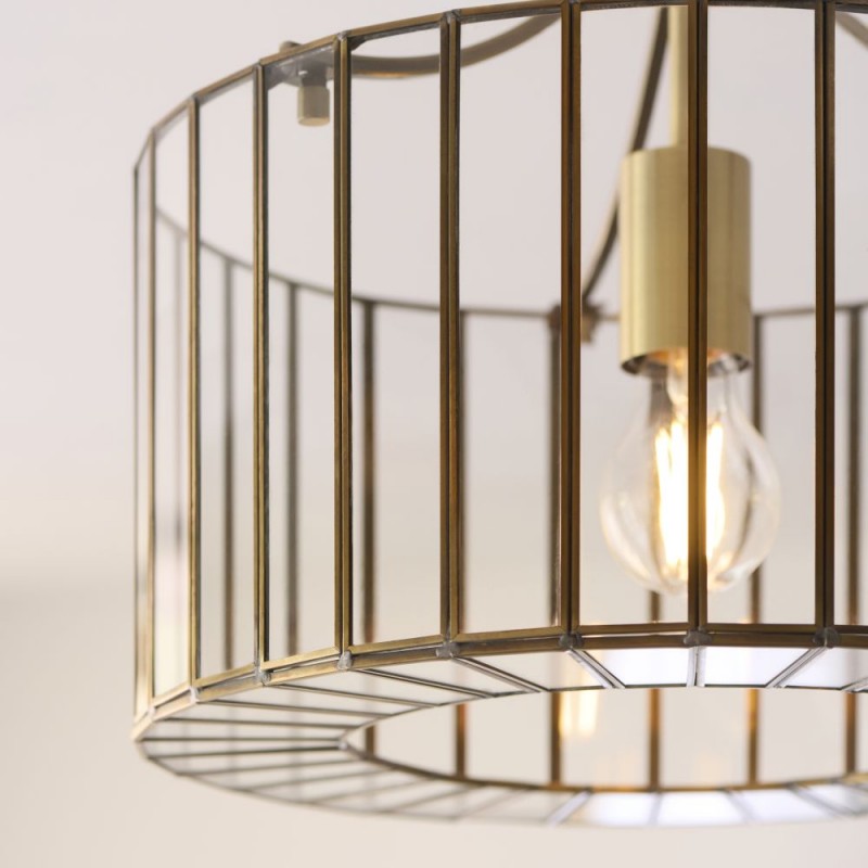 Endon-122556 - Antalya - Antique Brass Semi Flush with Clear Glass