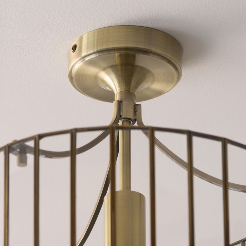 Endon-122556 - Antalya - Antique Brass Semi Flush with Clear Glass