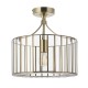 Endon-122556 - Antalya - Antique Brass Semi Flush with Clear Glass