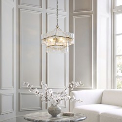 Venice - Brushed Aged Brass 4 Light Centre Fitting with Clear Textured Glass