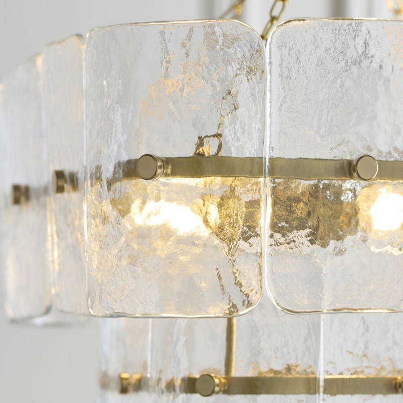 Endon-122738 - Venice - Brushed Aged Brass 4 Light Centre Fitting with Clear Textured Glass