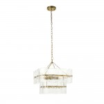 Venice - Brushed Aged Brass 4 Light Centre Fitting with Clear Textured Glass