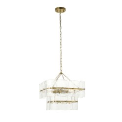 Venice - Brushed Aged Brass 4 Light Centre Fitting with Clear Textured Glass