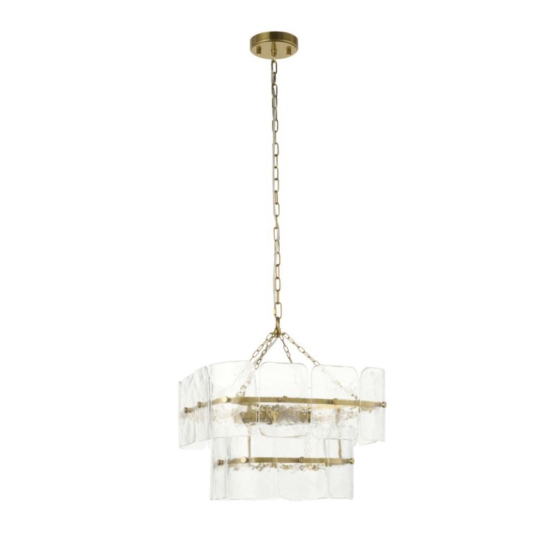 Endon-122738 - Venice - Brushed Aged Brass 4 Light Centre Fitting with Clear Textured Glass