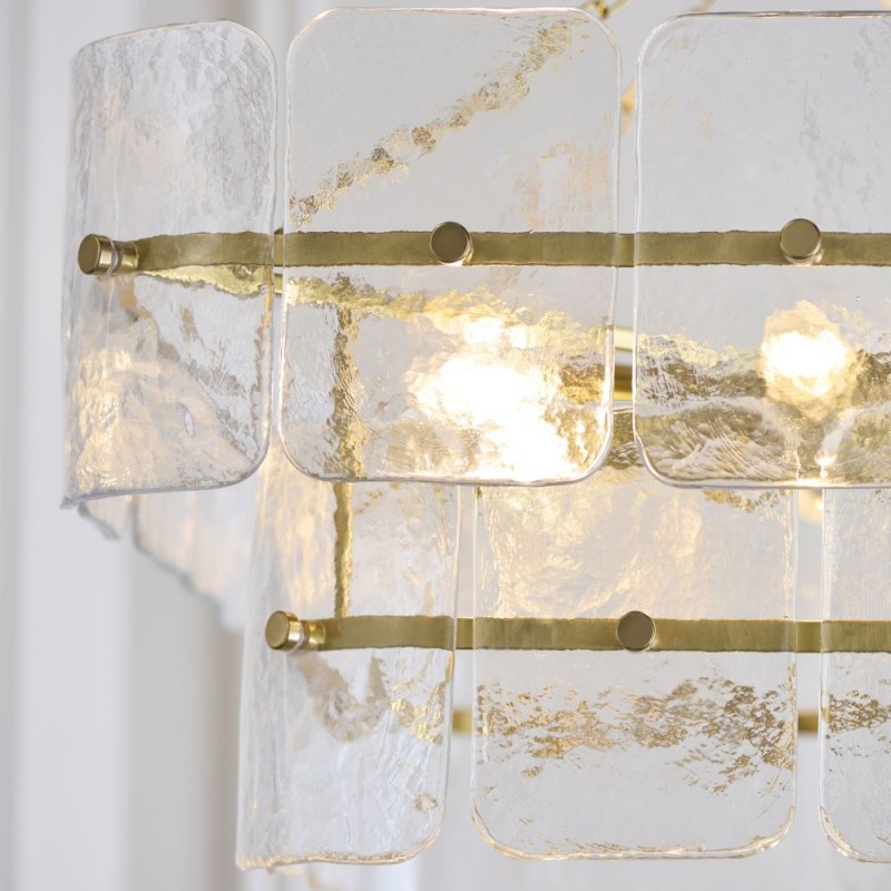 Endon-122739 - Venice - Brushed Aged Brass 6 Light Centre Fitting with Clear Textured Glass