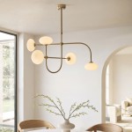 Ottowa - Brushed Aged Brass 5 Light Semi Flush with Opal Glass