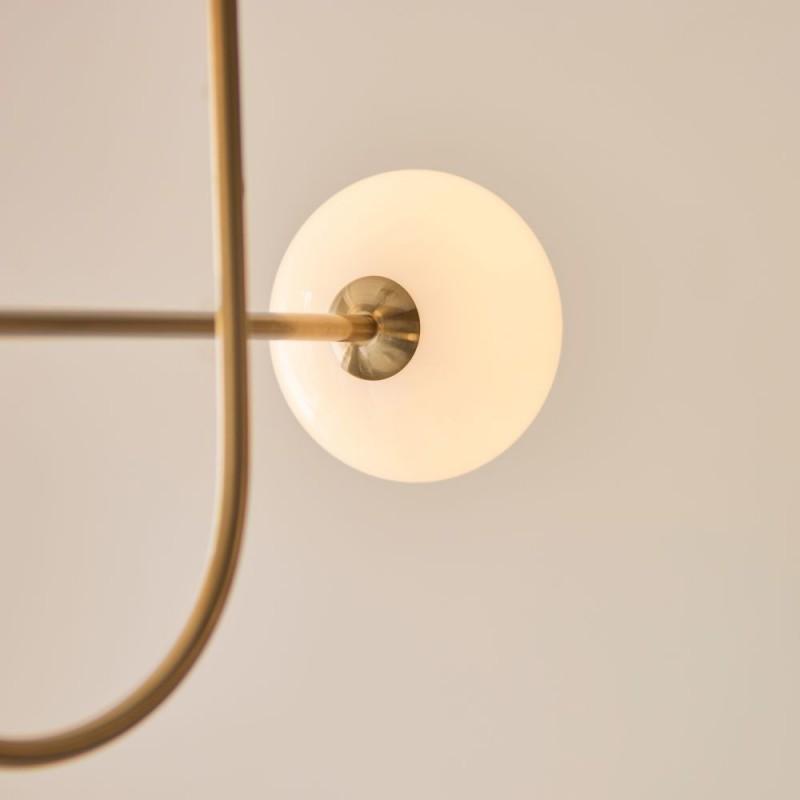 Endon-122758 - Ottowa - Brushed Aged Brass 5 Light Semi Flush with Opal Glass