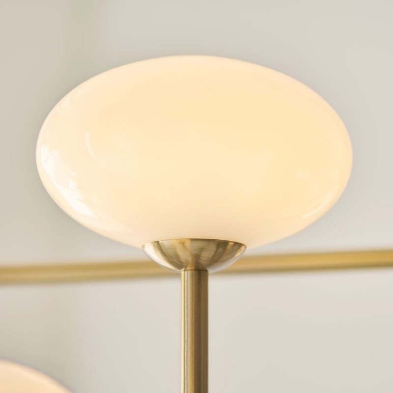 Endon-122758 - Ottowa - Brushed Aged Brass 5 Light Semi Flush with Opal Glass