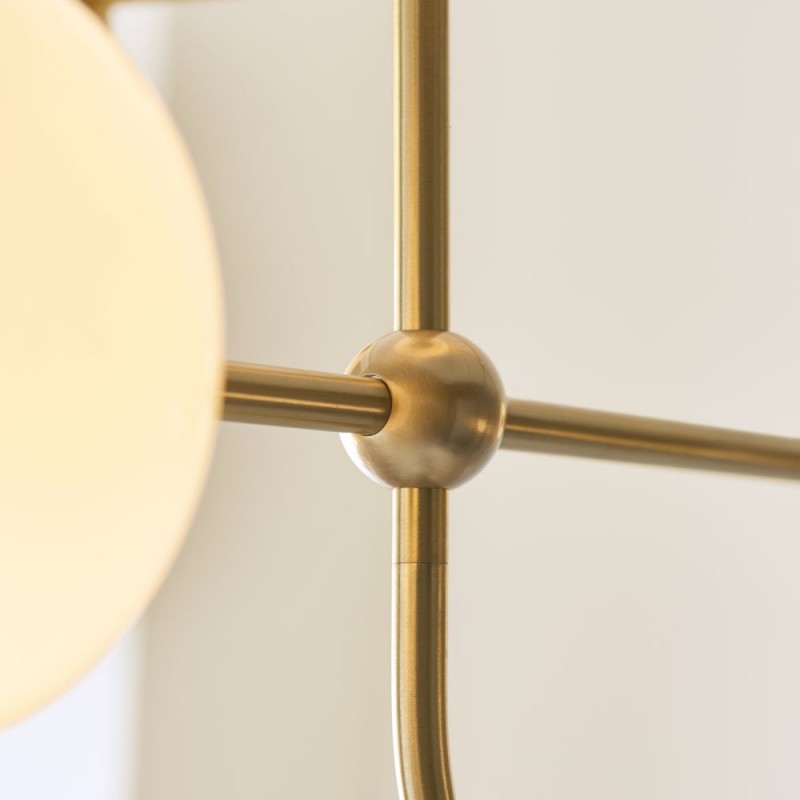 Endon-122758 - Ottowa - Brushed Aged Brass 5 Light Semi Flush with Opal Glass
