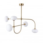Ottowa - Brushed Aged Brass 5 Light Semi Flush with Opal Glass
