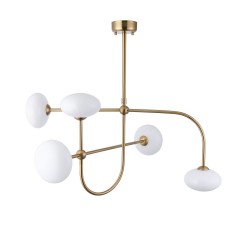 Ottowa - Brushed Aged Brass 5 Light Semi Flush with Opal Glass