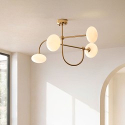 Ottowa - Brushed Aged Brass 4 Light Semi Flush with Opal Glass