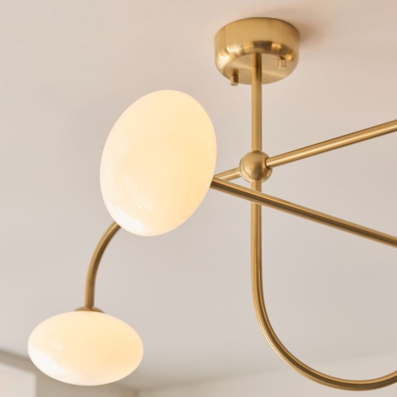Endon-122759 - Ottowa - Brushed Aged Brass 4 Light Semi Flush with Opal Glass