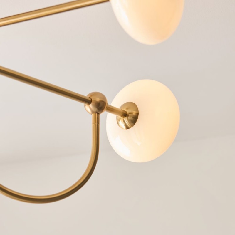 Endon-122759 - Ottowa - Brushed Aged Brass 4 Light Semi Flush with Opal Glass