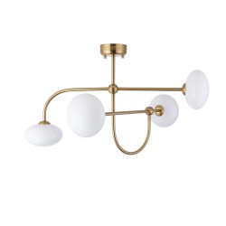 Ottowa - Brushed Aged Brass 4 Light Semi Flush with Opal Glass