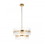 Ancara - Brushed Aged Brass 3 Light Centre Fitting with Clear Textured Glass