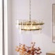 Endon-122766 - Ancara - Brushed Aged Brass 6 Light Centre Fitting with Clear Textured Glass