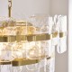 Endon-122766 - Ancara - Brushed Aged Brass 6 Light Centre Fitting with Clear Textured Glass