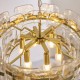Endon-122766 - Ancara - Brushed Aged Brass 6 Light Centre Fitting with Clear Textured Glass
