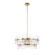 Endon-122766 - Ancara - Brushed Aged Brass 6 Light Centre Fitting with Clear Textured Glass