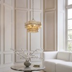 Venice - Brushed Aged Brass 4 Light Centre Fitting with Champagne Textured Glass