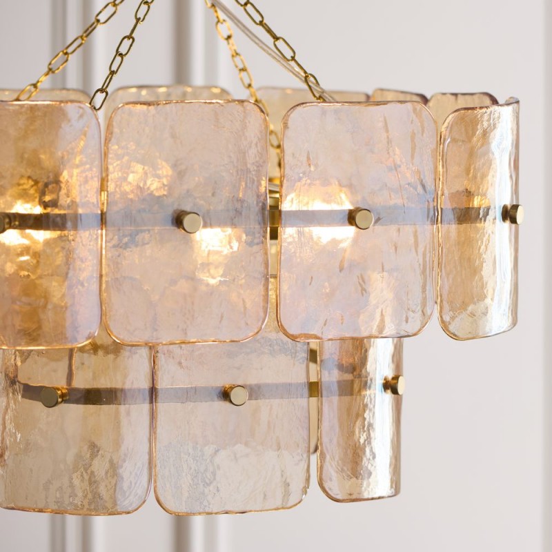 Endon-122769 - Venice - Brushed Aged Brass 4 Light Centre Fitting with Champagne Textured Glass