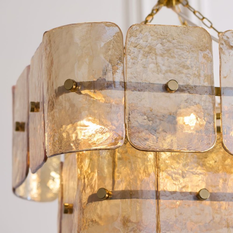 Endon-122769 - Venice - Brushed Aged Brass 4 Light Centre Fitting with Champagne Textured Glass