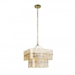 Venice - Brushed Aged Brass 4 Light Centre Fitting with Champagne Textured Glass