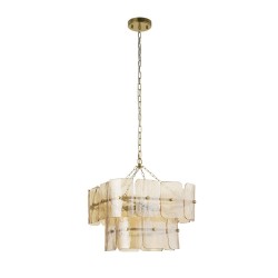 Venice - Brushed Aged Brass 4 Light Centre Fitting with Champagne Textured Glass
