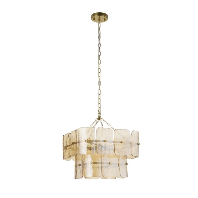Endon-122769 - Venice - Brushed Aged Brass 4 Light Centre Fitting with Champagne Textured Glass