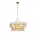 Venice - Brushed Aged Brass 6 Light Centre Fitting with Champagne Textured Glass