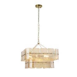 Venice - Brushed Aged Brass 6 Light Centre Fitting with Champagne Textured Glass