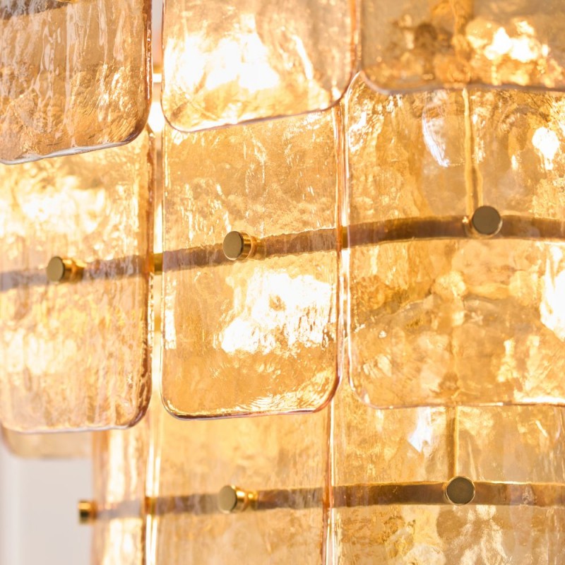 Endon-122771 - Venice - Brushed Aged Brass 10 Light Centre Fitting with Champagne Textured Glass