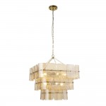 Venice - Brushed Aged Brass 10 Light Centre Fitting with Champagne Textured Glass