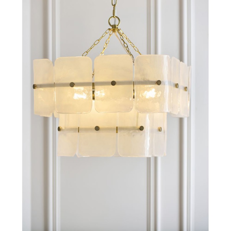 Endon-122773 - Venice - Brushed Aged Brass 4 Light Centre Fitting with White Textured Glass