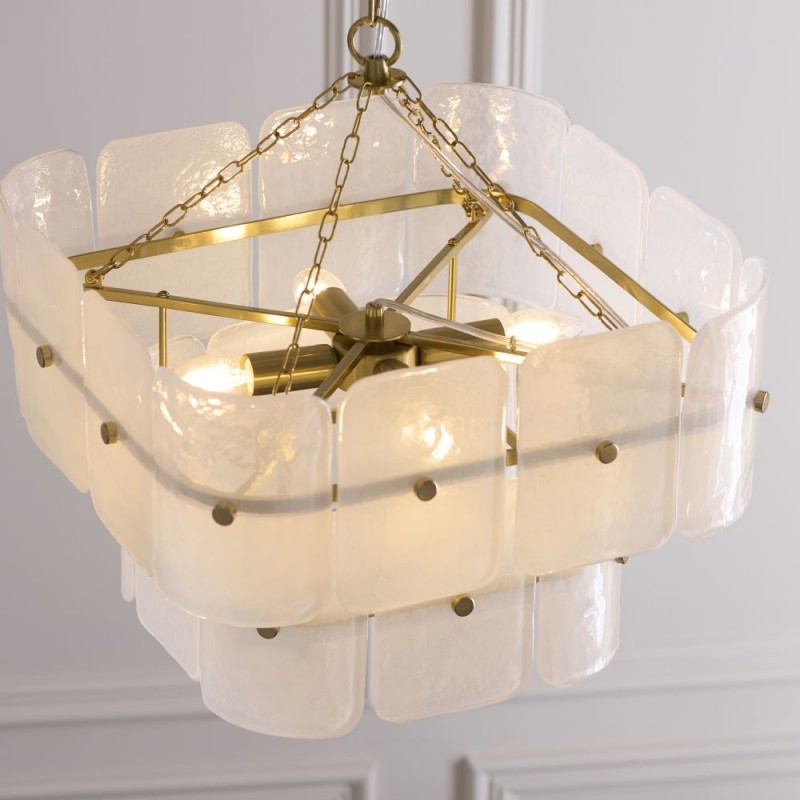Endon-122773 - Venice - Brushed Aged Brass 4 Light Centre Fitting with White Textured Glass