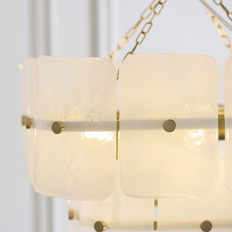 Endon-122773 - Venice - Brushed Aged Brass 4 Light Centre Fitting with White Textured Glass