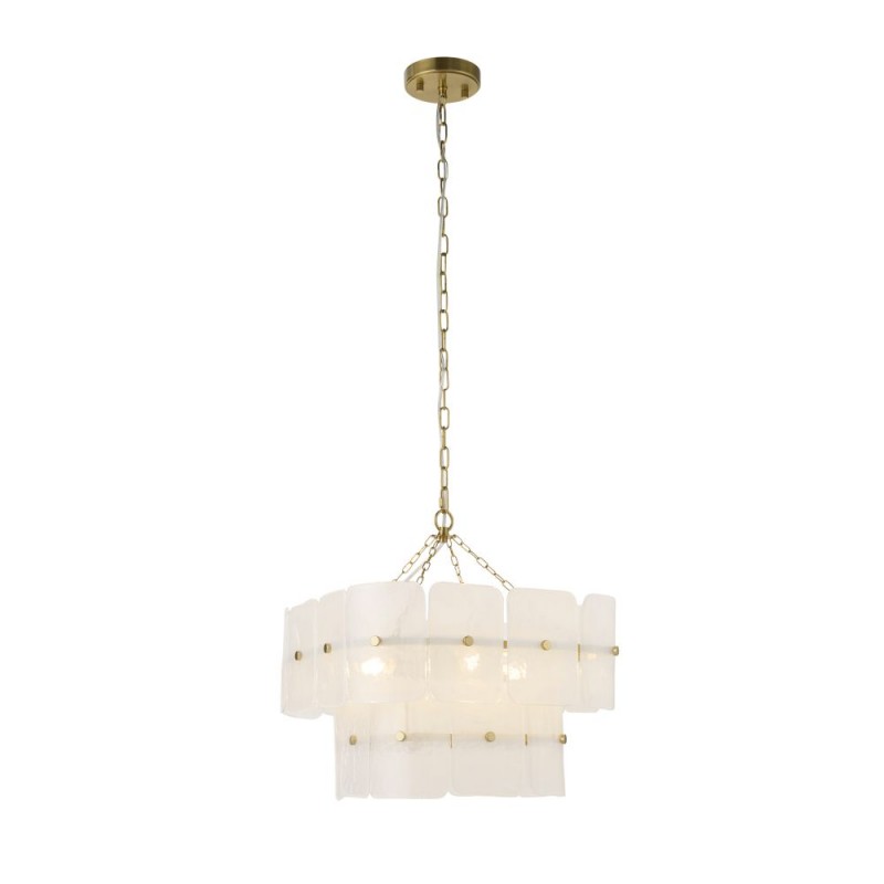 Endon-122773 - Venice - Brushed Aged Brass 4 Light Centre Fitting with White Textured Glass