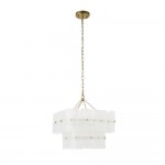 Venice - Brushed Aged Brass 4 Light Centre Fitting with White Textured Glass
