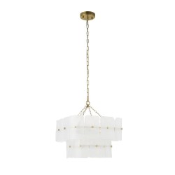 Venice - Brushed Aged Brass 4 Light Centre Fitting with White Textured Glass