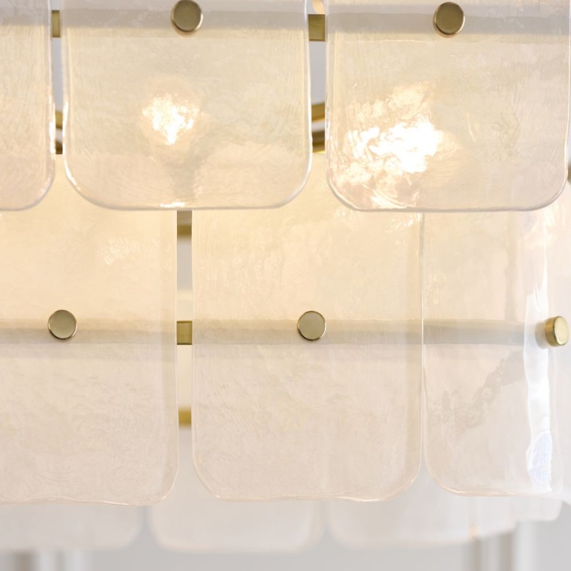 Endon-122774 - Venice - Brushed Aged Brass 6 Light Centre Fitting with White Textured Glass