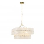 Venice - Brushed Aged Brass 6 Light Centre Fitting with White Textured Glass