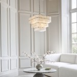 Venice - Brushed Aged Brass 10 Light Centre Fitting with White Textured Glass