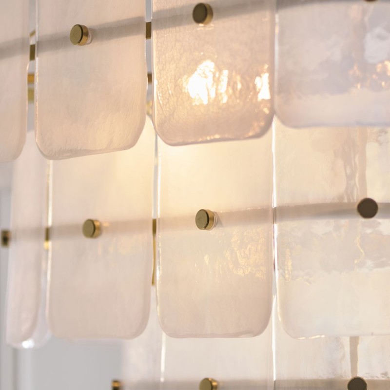Endon-122775 - Venice - Brushed Aged Brass 10 Light Centre Fitting with White Textured Glass