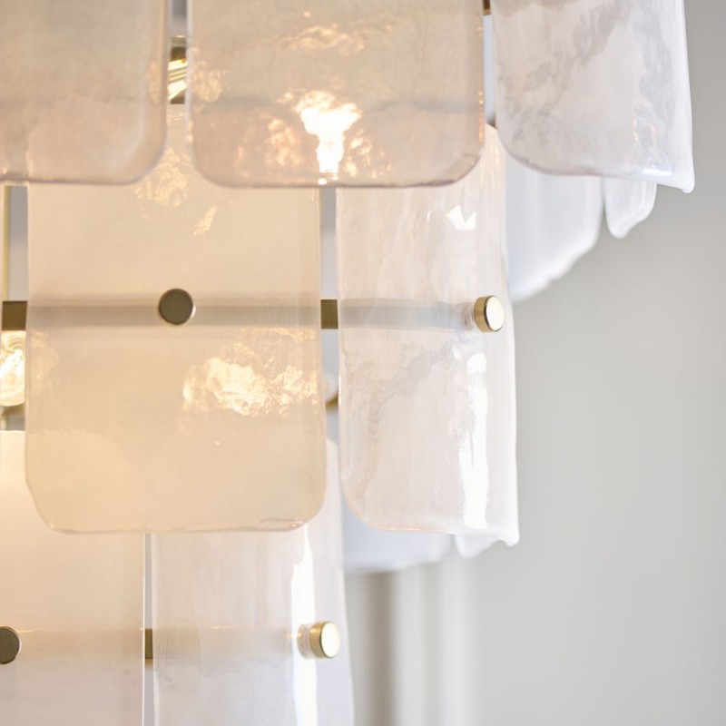 Endon-122775 - Venice - Brushed Aged Brass 10 Light Centre Fitting with White Textured Glass